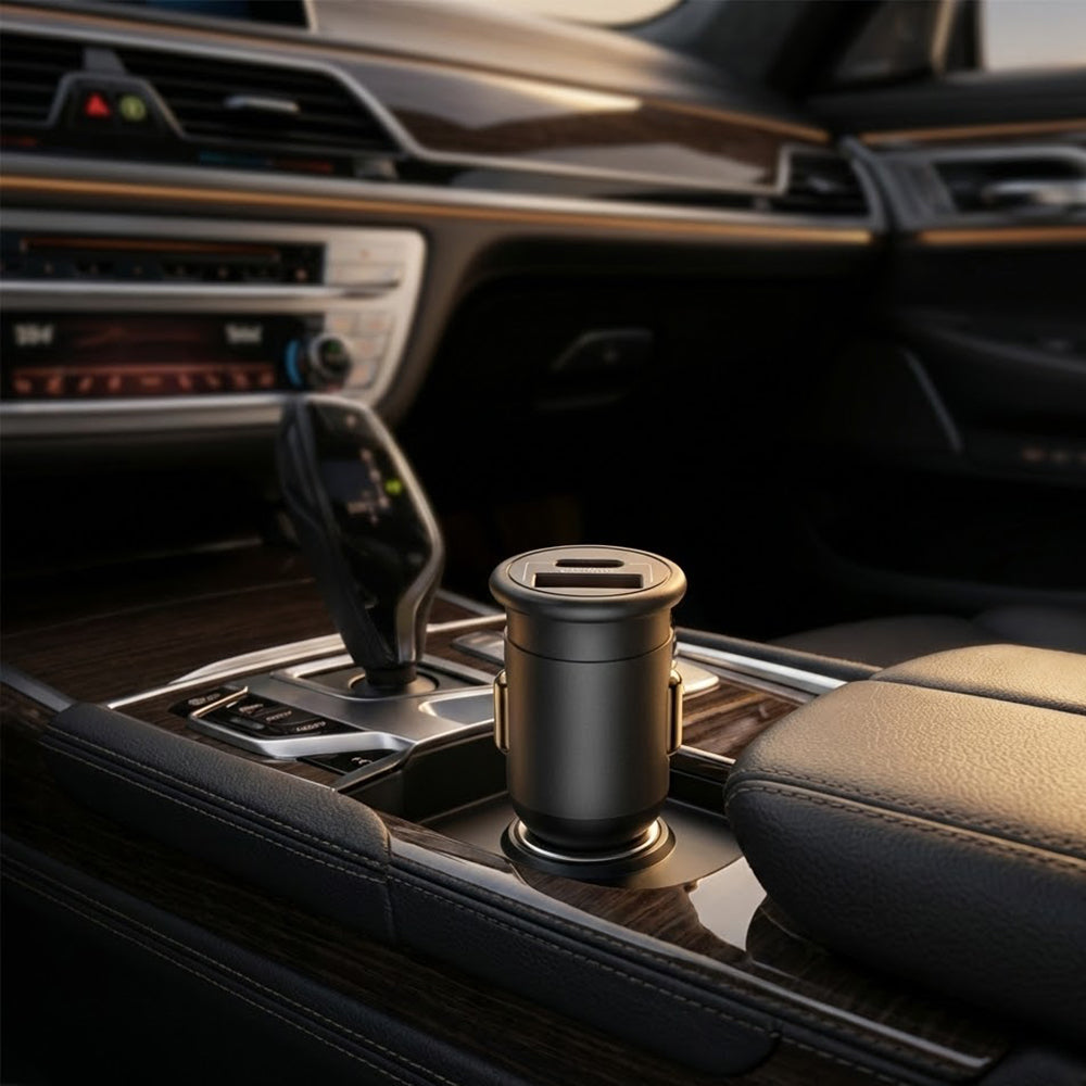 Blueo Biloplader, 35W, 3A, 1 x USB-A - 1 x USB-C, Grå