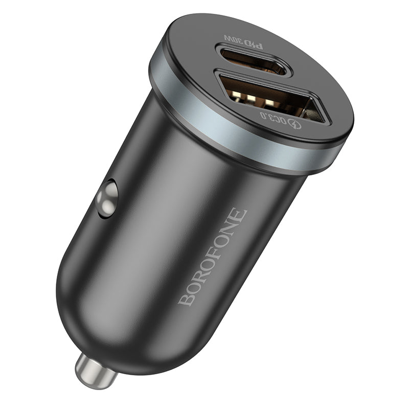 Biloplader Borofone BZ22 Scenery, 30W, 3A, 1 x USB-A - 1 x USB-C, sort
