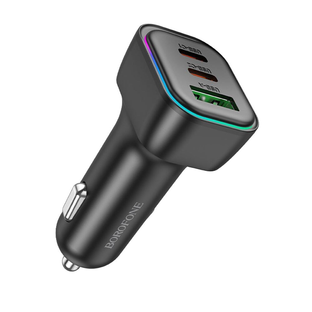 Biloplader Borofone BZ28C Trophie, 60W, 3A, 1 x USB-A, 2 x USB-C, Sort