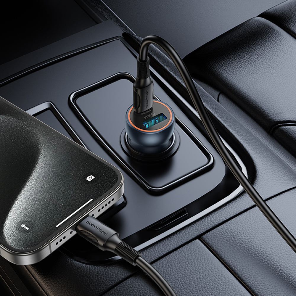 Biloplader Borofone BZ32A Fresh, 30W, 3A, 1 x USB-A - 1 x USB-C, Grå