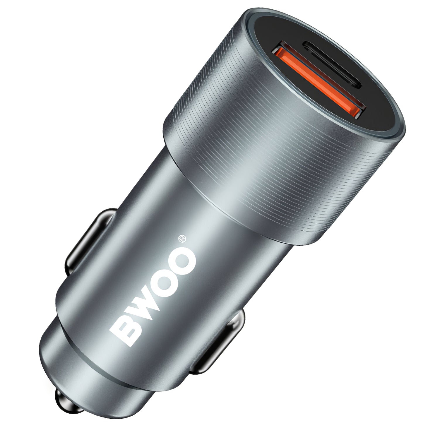 Biloplader BWOO BO-CC73, 38W, 3A, 1 x USB-A - 1 x USB-C, Sølv