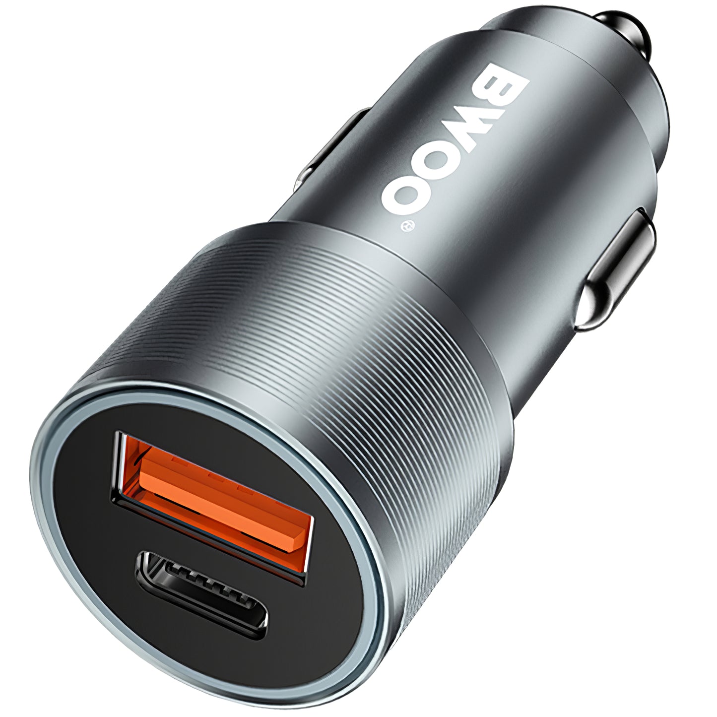 Biloplader BWOO BO-CC73, 38W, 3A, 1 x USB-A - 1 x USB-C, Sølv