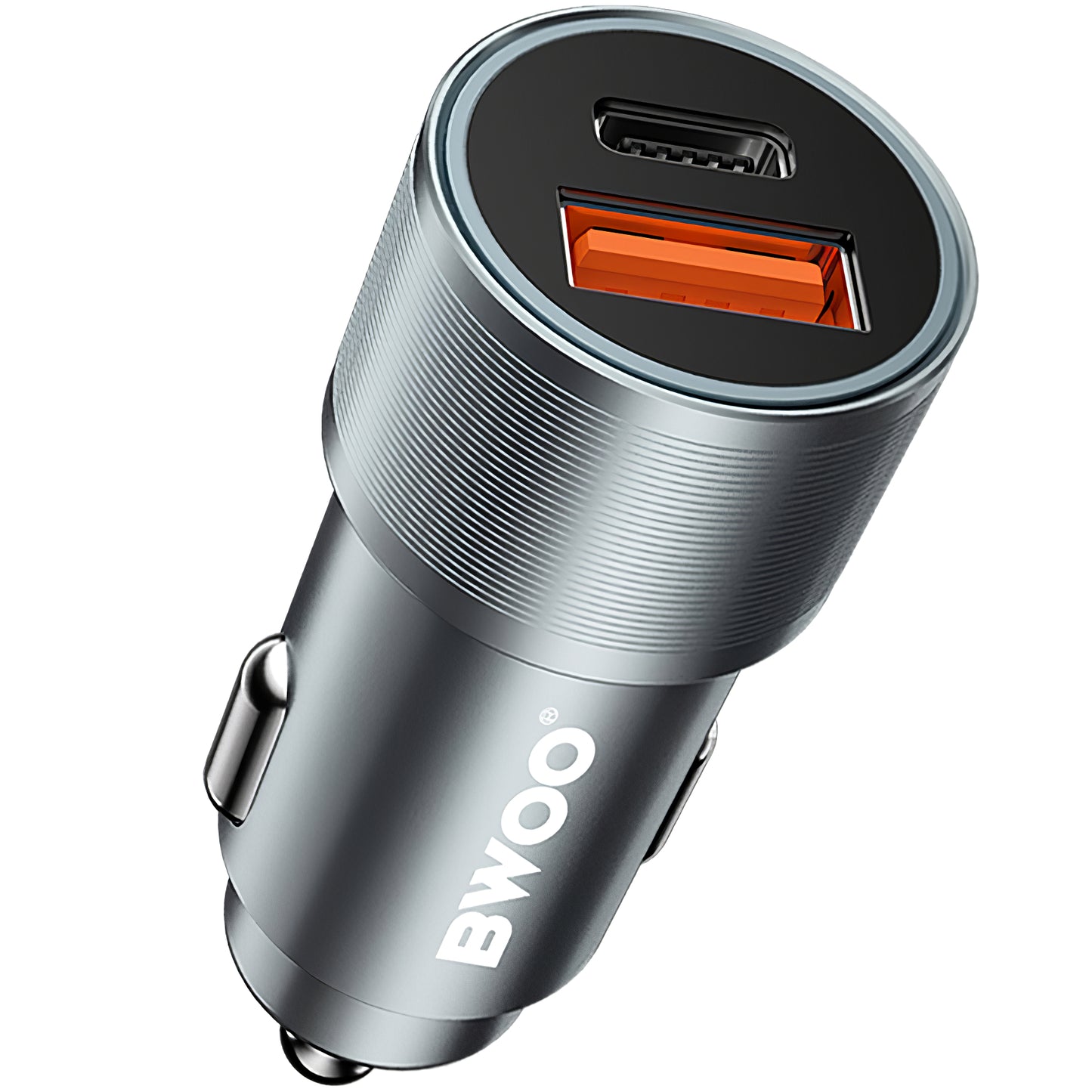 Biloplader BWOO BO-CC73, 38W, 3A, 1 x USB-A - 1 x USB-C, Sølv