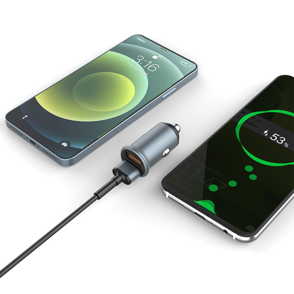 Biloplader ColorWay, 36W, 3A, 2 x USB-A, Grå