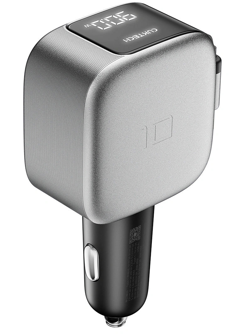 Biloplader med USB-C-kabel Cuktech CC903P Display, 100W, 5A, 1 x USB-A - 1 x USB-C, Grå