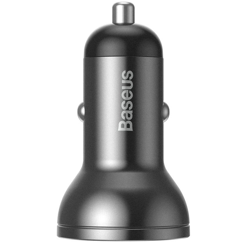 Billader med Lightning - microUSB - USB-C-kabel Baseus Digital Display, 24W, 2,4A, 2 x USB-A, grå TZCCBX-0G