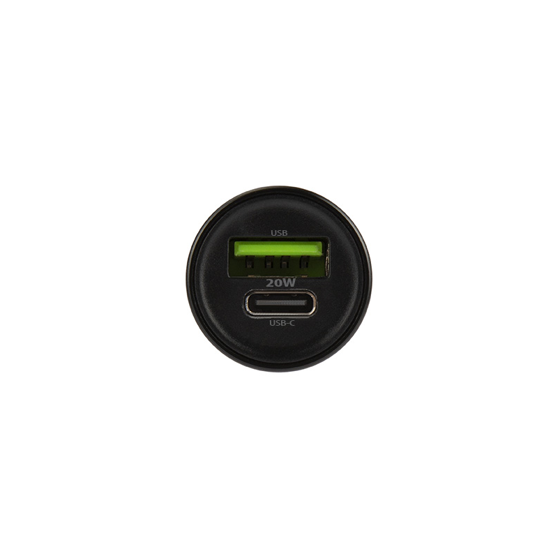 Biloplader med Lightning-kabel MaXlife MXCC-04, 20W, 3A, 1 x USB-A - 1 x USB-C, Sort