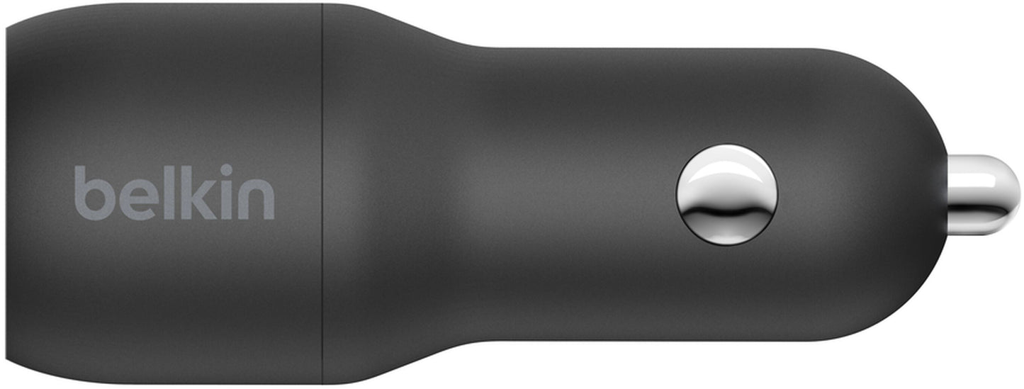 Biloplader med Lightning-kabel Belkin BoostCharge Dual, 24W, 2.4A, 2 x USB-A, Sort CCD001bt1MBK