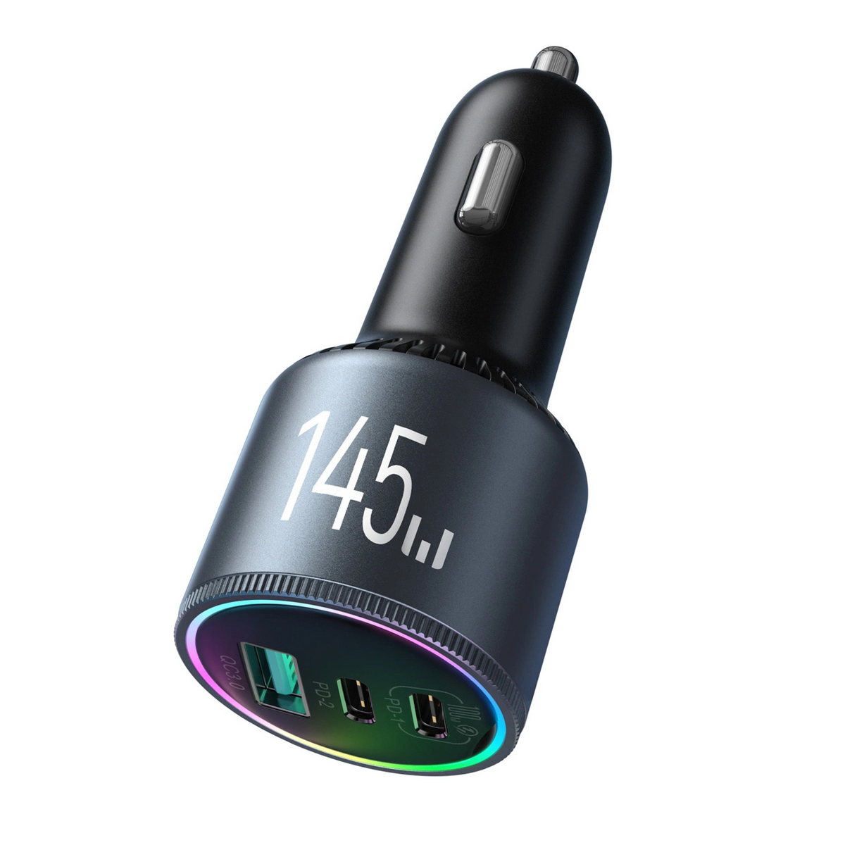 Biloplader med USB-C kabel Joyroom JR-CCN07, 145W, 5A, 1 x USB-A - 2 x USB-C, Grå