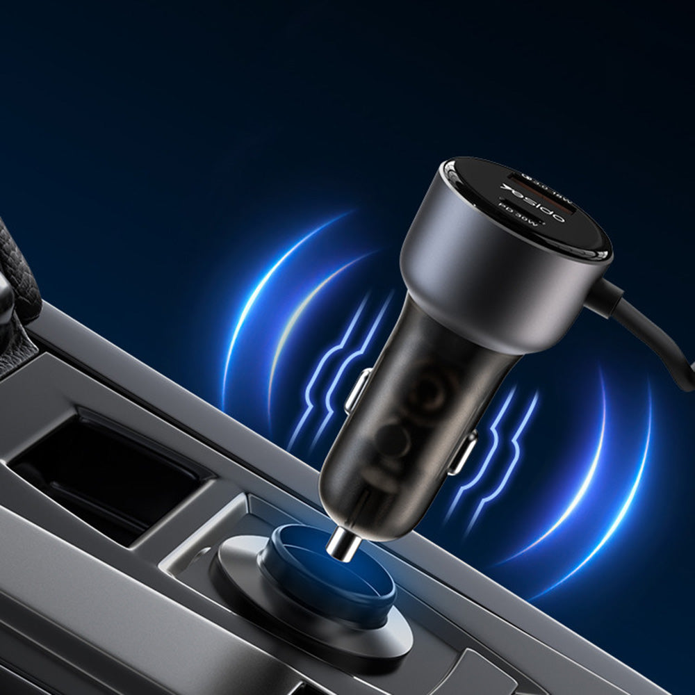 Biloplader med Lightning-kabel Yesido Y57, 50W, 3A, 1 x USB-A - 1 x USB-C, Sort