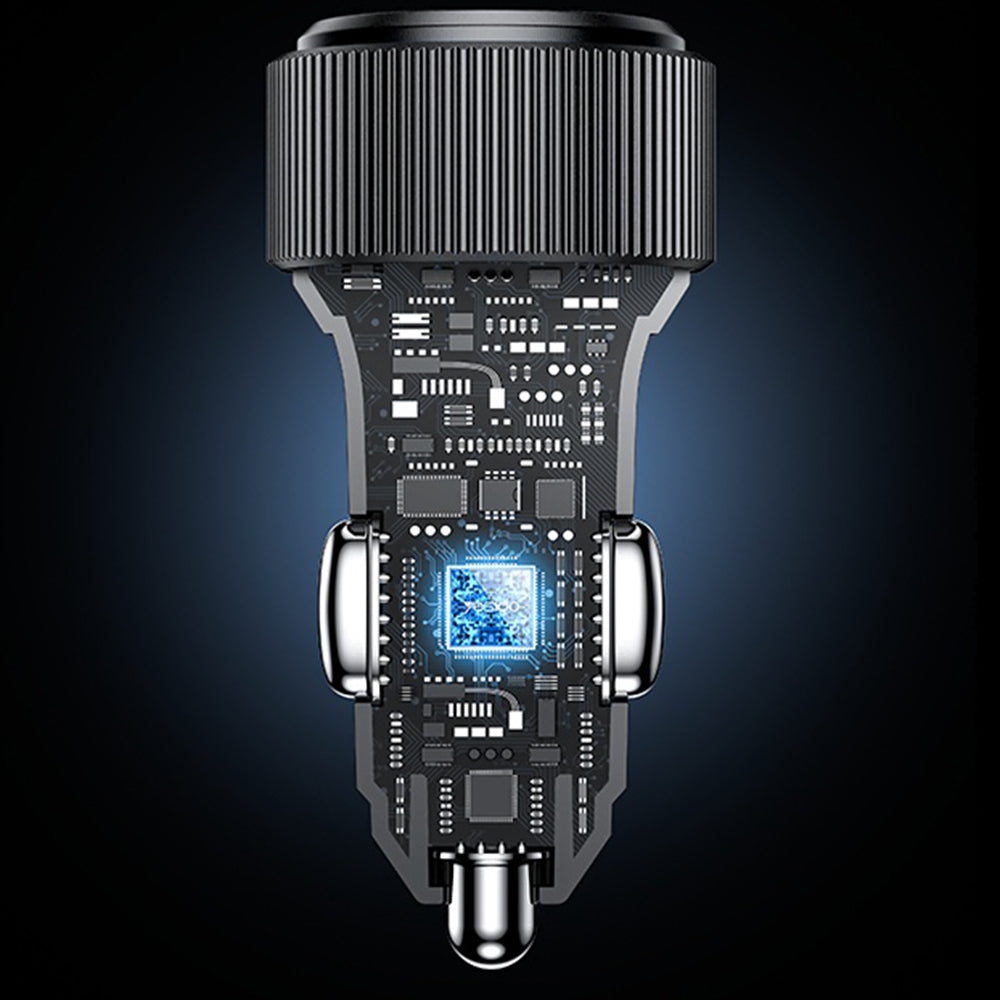 Biloplader med Lightning-kabel Yesido Y60, 38W, 3A, 1 x USB-A - 2 x USB-C, Sort