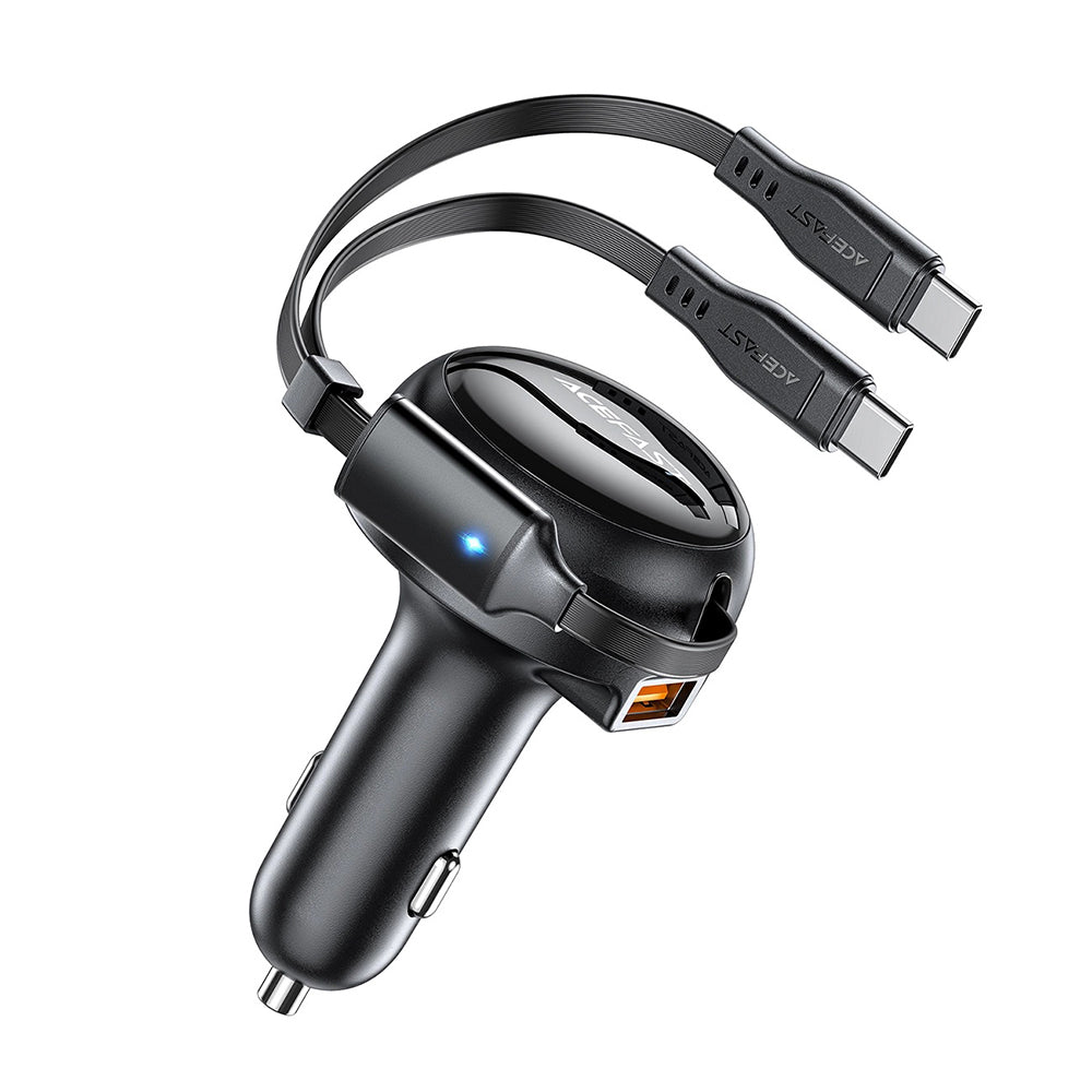 Biloplader med USB-C kabel Acefast B13, 53W, 3A, 1 x USB-A, Sort