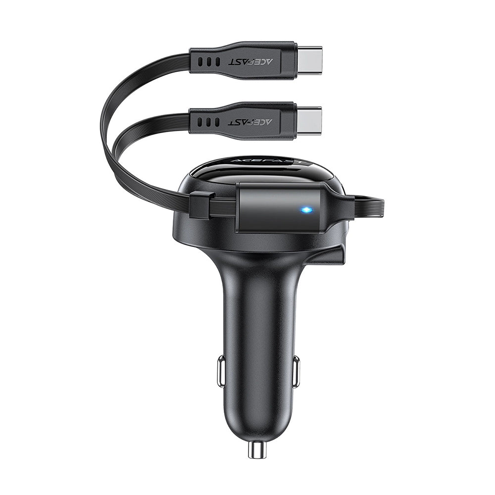 Biloplader med USB-C kabel Acefast B13, 53W, 3A, 1 x USB-A, Sort