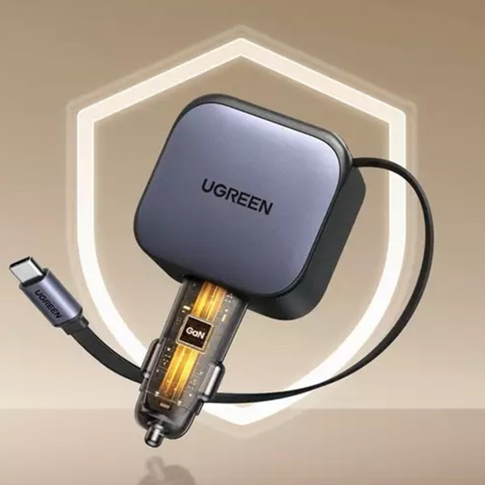 Biloplader med USB-C kabel UGREEN EC603, 90W, 3A, 1 x USB-A - 1 x USB-C, Grå
