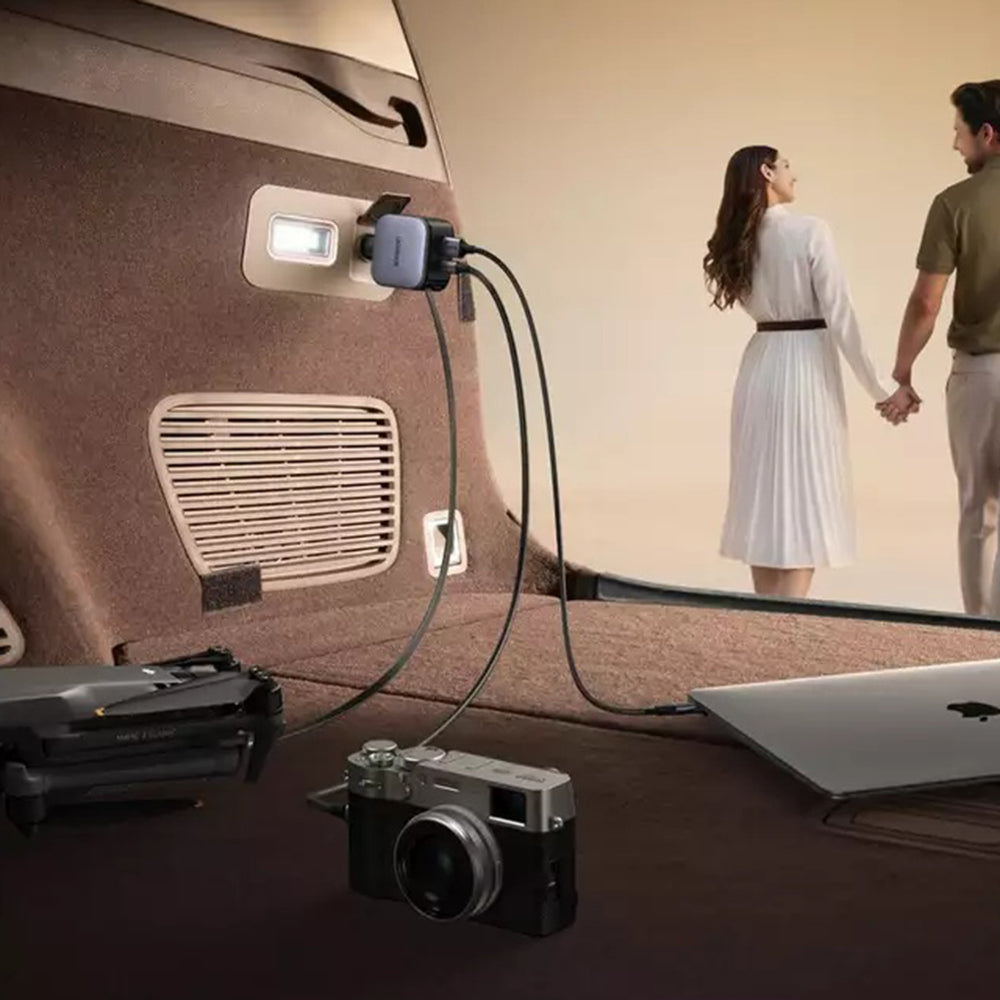 Biloplader med USB-C kabel UGREEN EC603, 90W, 3A, 1 x USB-A - 1 x USB-C, Grå