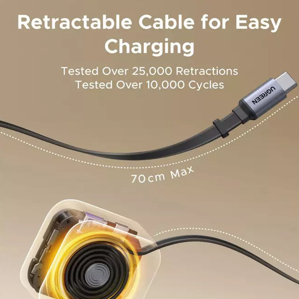 Biloplader med USB-C kabel UGREEN EC603, 90W, 3A, 1 x USB-A - 1 x USB-C, Grå