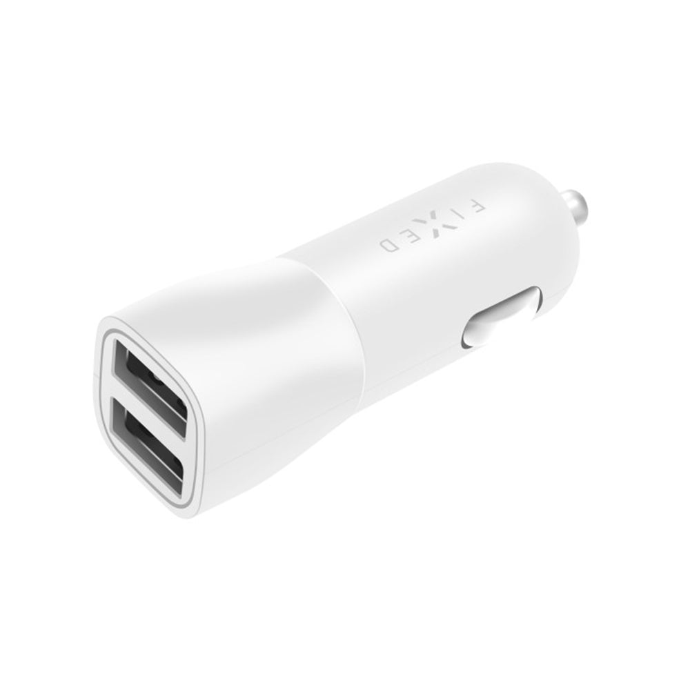 Biloplader Fixed, 15.5W, 3A, 2 x USB-A, Hvid