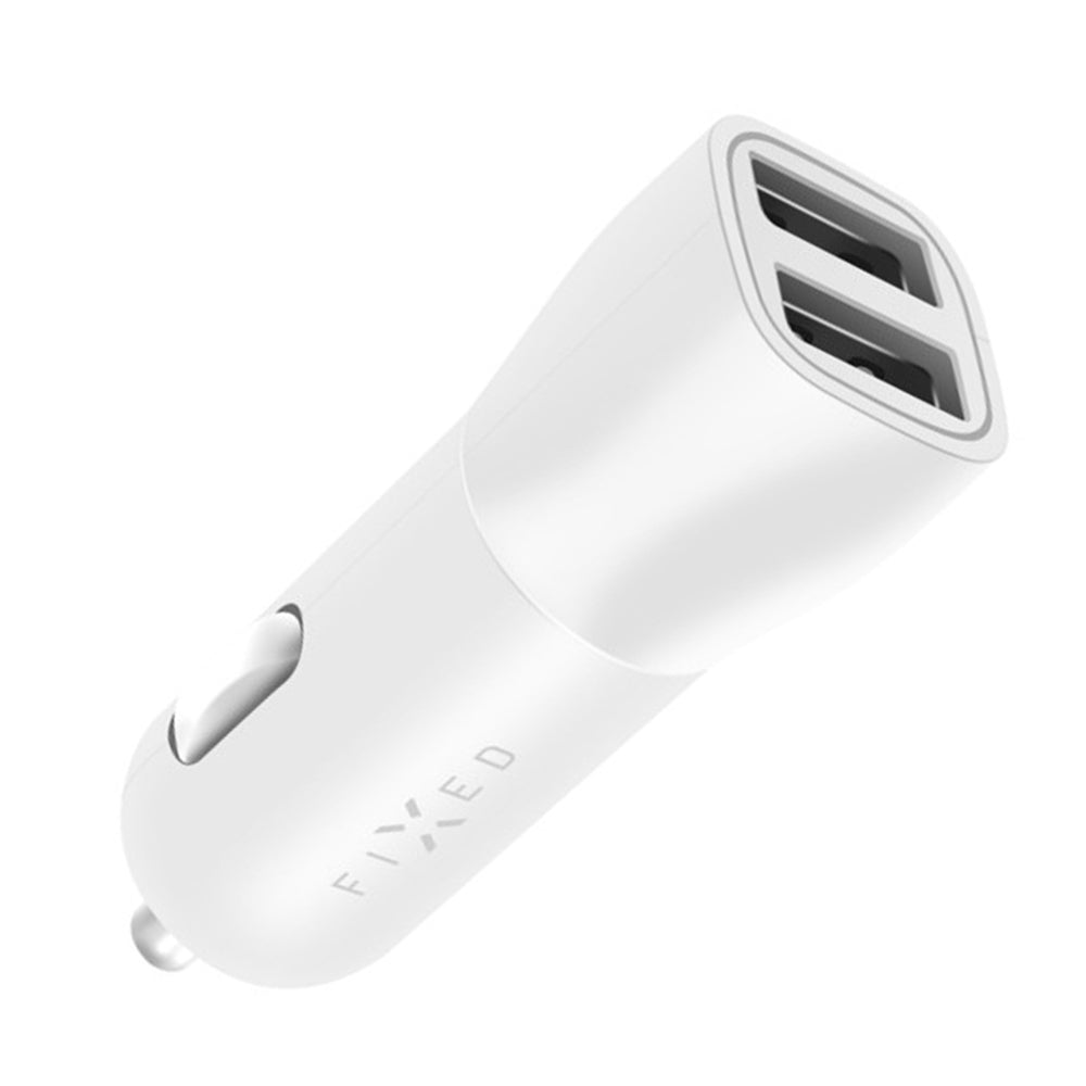 Biloplader Fixed, 15.5W, 3A, 2 x USB-A, Hvid