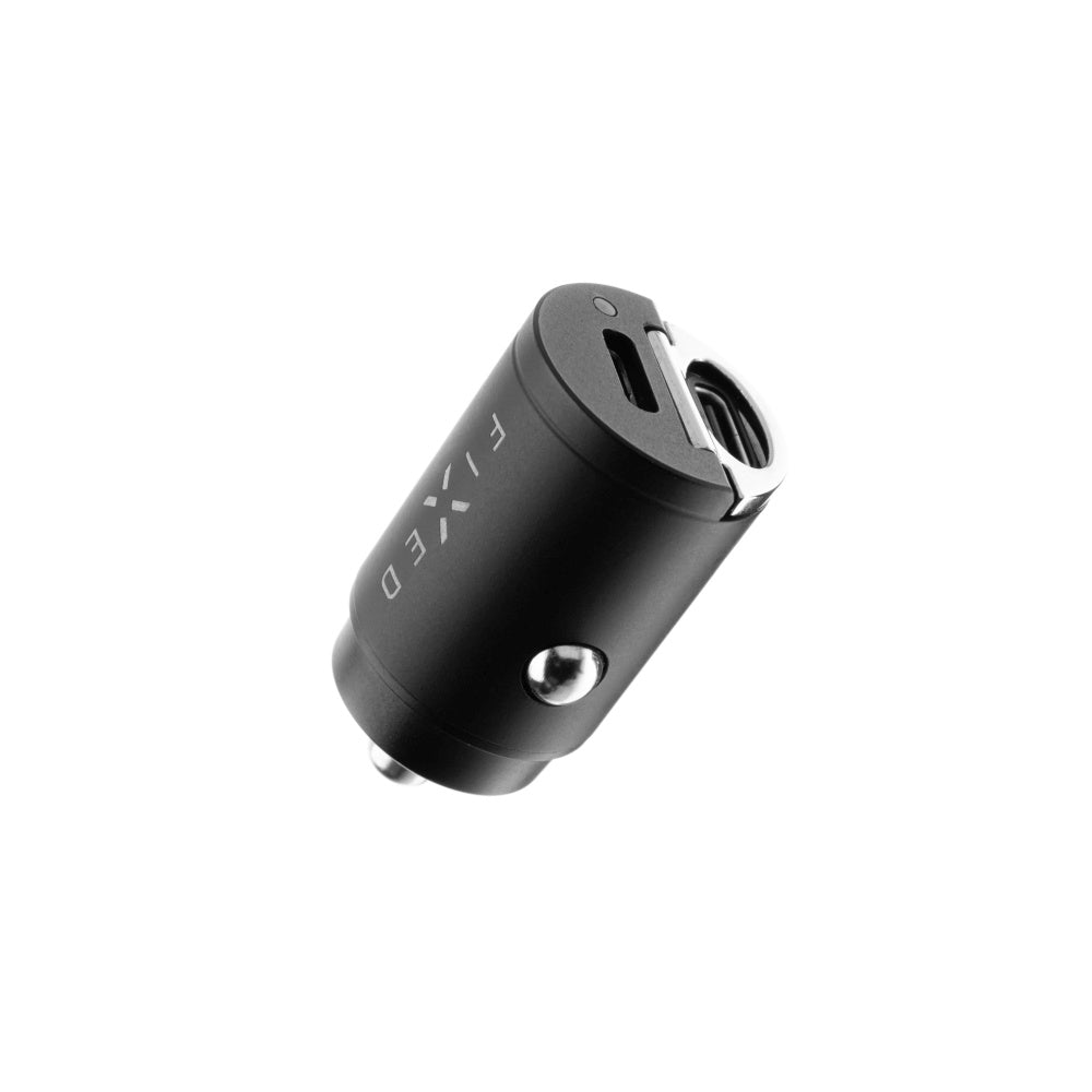 Fixed Auto Charger, 30W, 3A, 2 x USB-C, Black