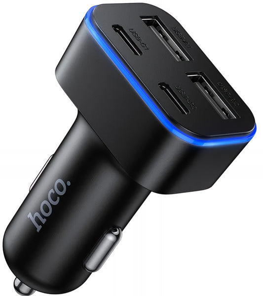 Biloplader HOCO Z63, 42W, 3A, 2 x USB-A - 2 x USB-C, Sort