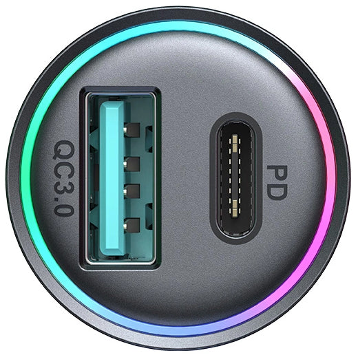 Biloplader Joyroom JR-CCN04, 60W, 3A, 1 x USB-A - 1 x USB-C, Sort