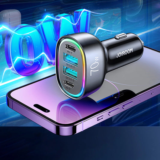 Joyroom biloplader JR-CL29, 70W, 3A, 2 x USB-A - 2 x USB-C, sort