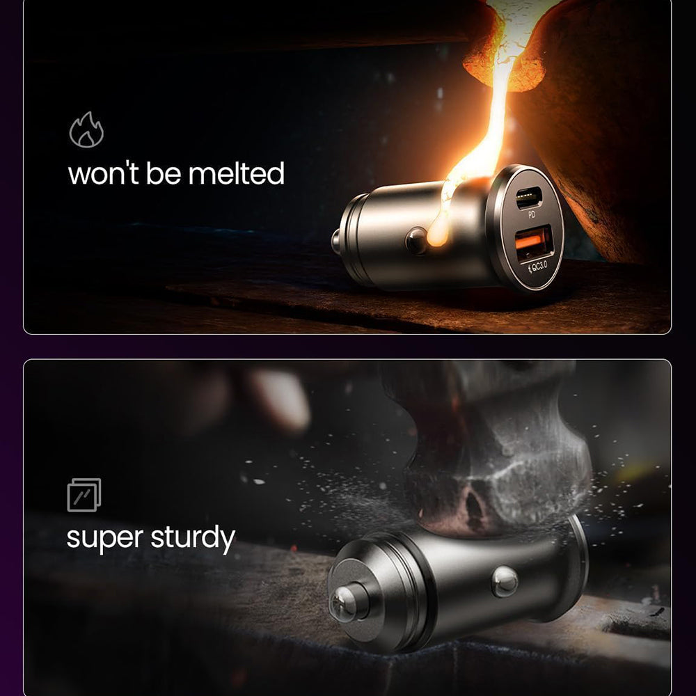 Lisen Biloplader, 51W, 3A, 1 x USB-A - 1 x USB-C, Sæt med 2 stykker, Sort YL0223080037