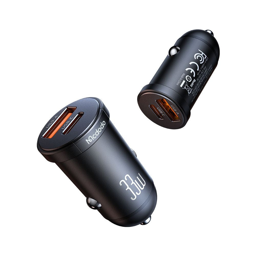 Biloplader McDodo CC-2320 Cool, 33W, 3A, 1 x USB-A - 1 x USB-C, Sort