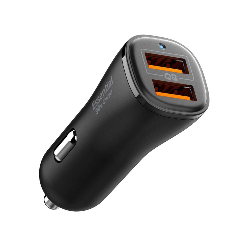Biloplader Spigen EV302 Essential, 30W, 3A, 2 x USB-A, Sort ACP08700
