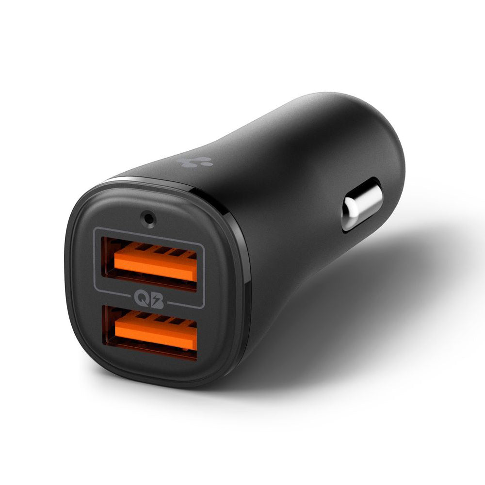 Biloplader Spigen EV302 Essential, 30W, 3A, 2 x USB-A, Sort ACP08700