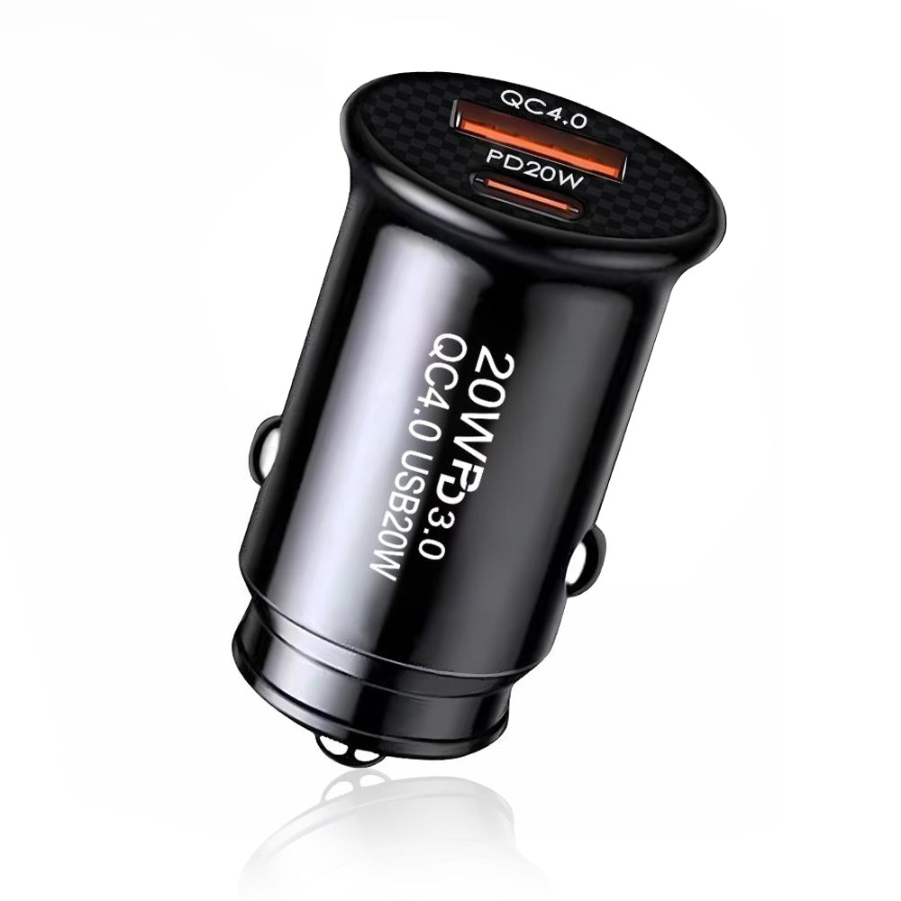 Biloplader Techsuit C4 MiniFuseX, 20W, 3A, 1 x USB-A - 1 x USB-C, Sort