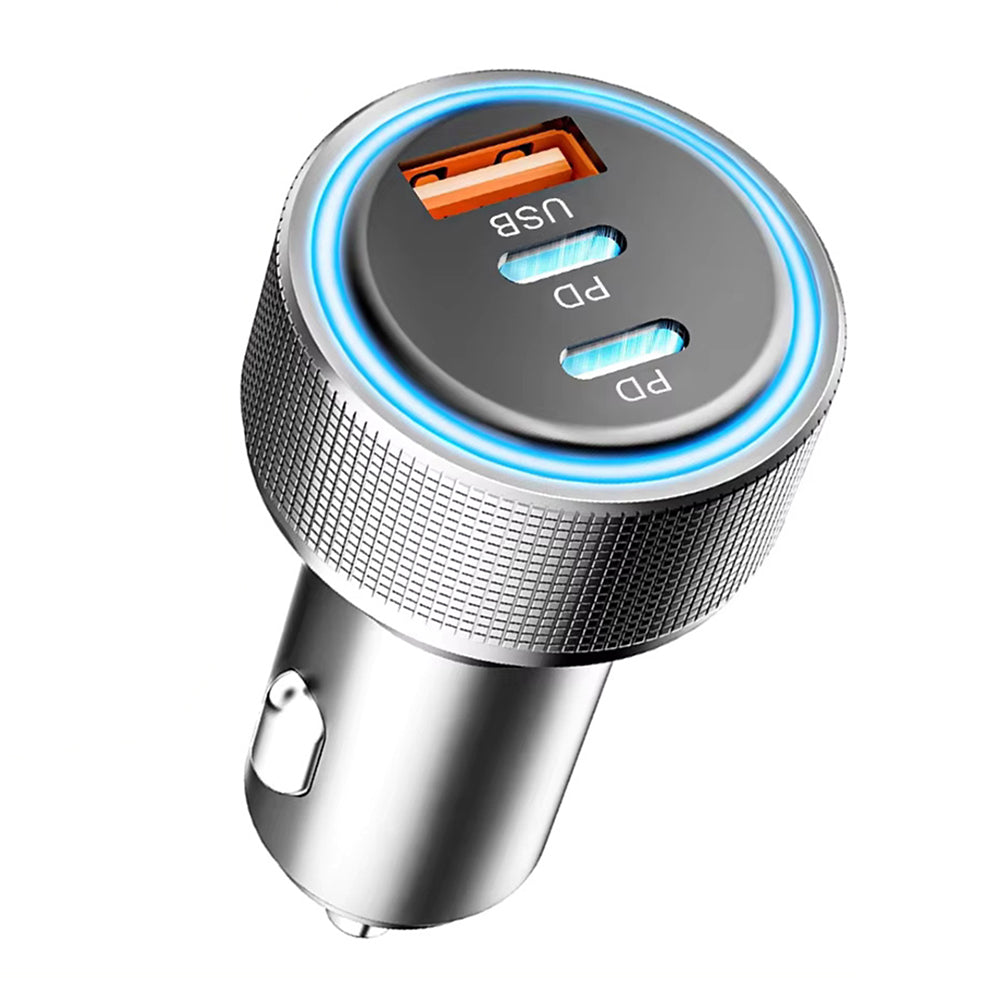 Biloplader Techsuit C6 DriveBoost, 60W, 3A, 1 x USB-A - 2 x USB-C, Sølv