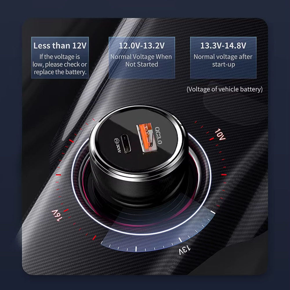 Biloplader Techsuit TE-P31 Premium, 48W, 3A, 1 x USB-A - 1 x USB-C, Sort