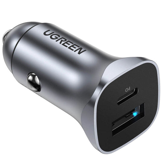 Billadere UGREEN CD130, 30W, 3A, 1 x USB-A - 1 x USB-C, grå