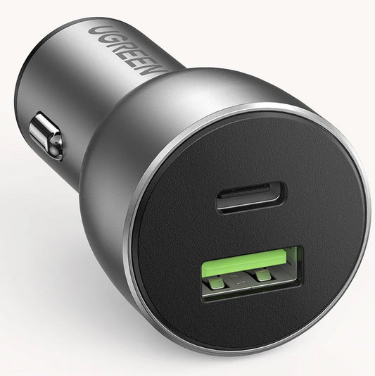 Biloplader UGREEN CD213, 36W, 3A, 1 x USB-A - 1 x USB-C, grå