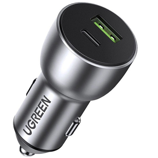 Biloplader UGREEN CD213, 36W, 3A, 1 x USB-A - 1 x USB-C, grå