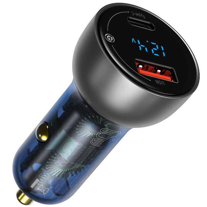 Baseus Biloplader, 65W, 5A, 1 x USB-A - 1 x USB-C, Grå CCKX-C0A
