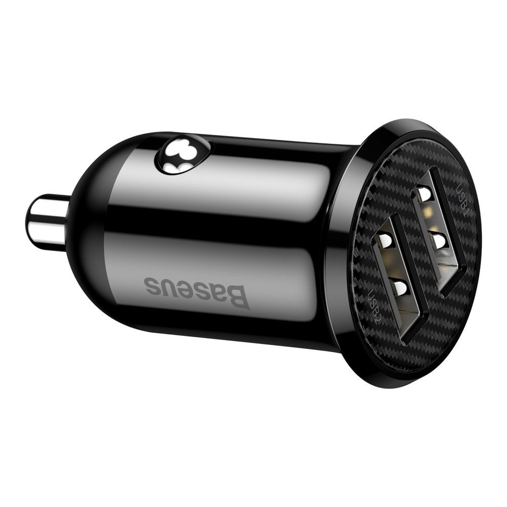 Biloplader Baseus Grain Pro, 24W, 2,4A, 2 x USB-A, sort CCALLP-01
