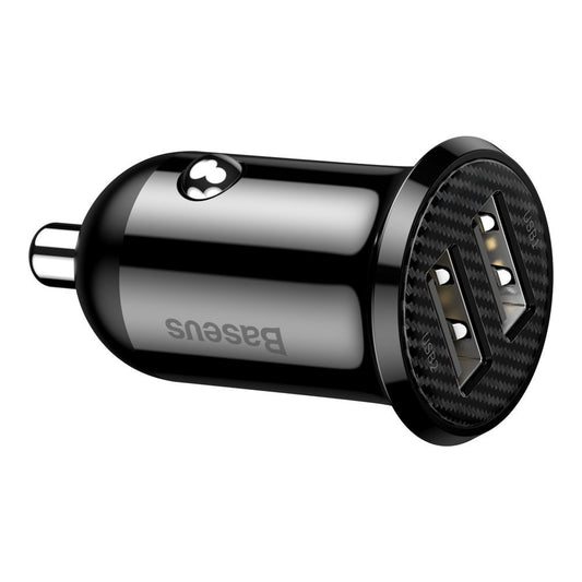 Biloplader Baseus Grain Pro, 24W, 2,4A, 2 x USB-A, sort CCALLP-01