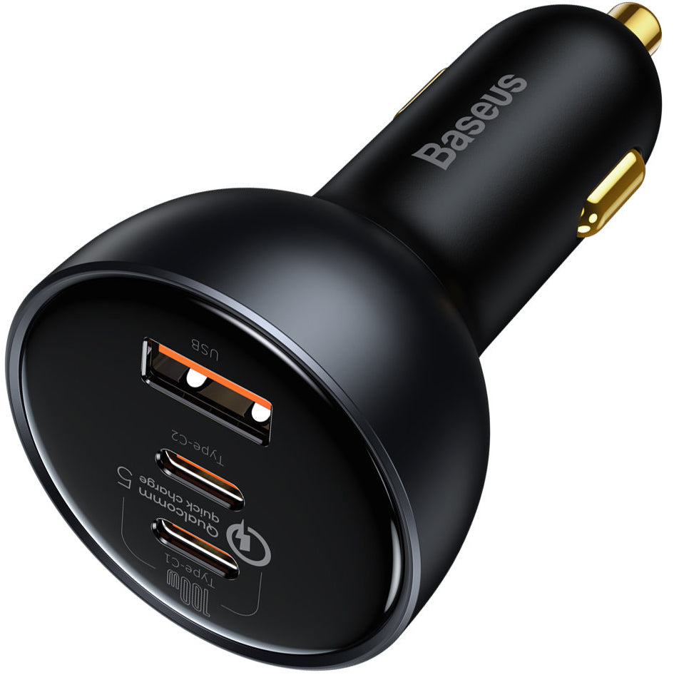 Biloplader med USB-C-kabel Baseus Qualcomm, 160W, 3A, 1 x USB-A - 2 x USB-C, grå TZCCZZM-0G
