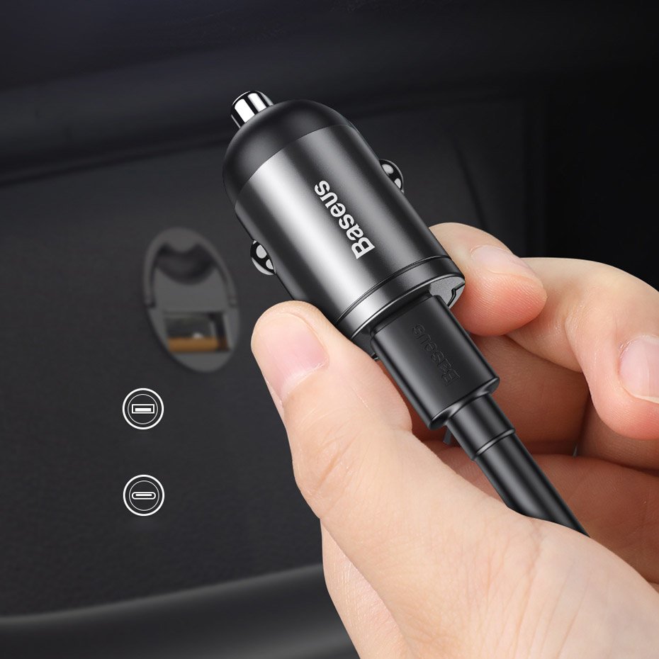 Biloplader Baseus Star Mini, 30W, 3A, 1 x USB-A, Grå VCHX-A0G