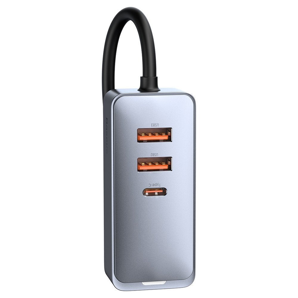 Baseus Share Together Biloplader, 120W, 3A, 3 x USB-A - 1 x USB-C, Grå CCBT-B0G