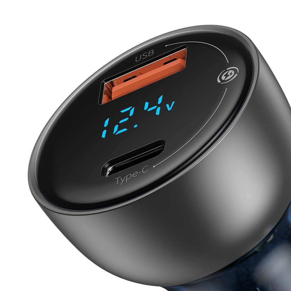 Baseus Biloplader, 65W, 5A, 1 x USB-A - 1 x USB-C, Grå CCKX-C0A