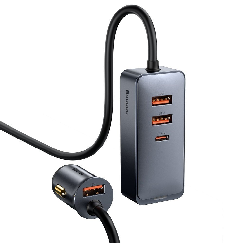 Baseus Share Together Biloplader, 120W, 3A, 3 x USB-A - 1 x USB-C, Grå CCBT-B0G