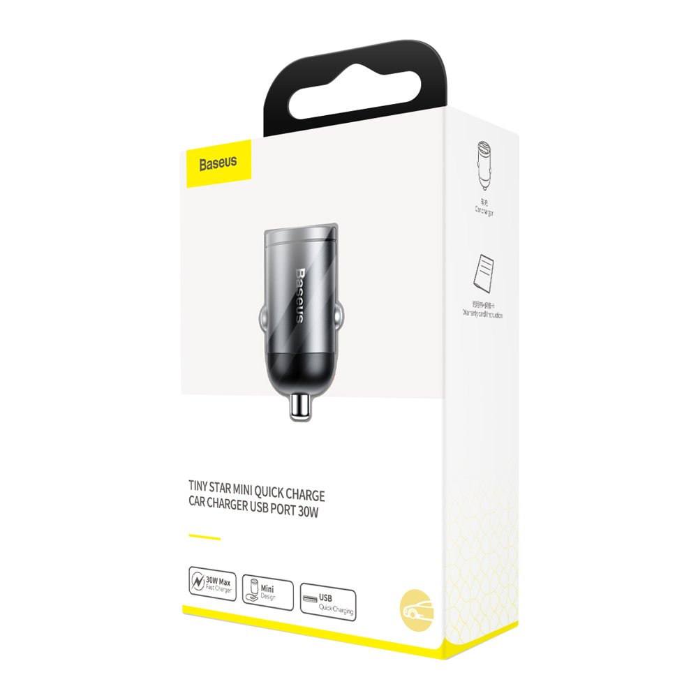 Biloplader Baseus Star Mini, 30W, 3A, 1 x USB-A, Grå VCHX-A0G