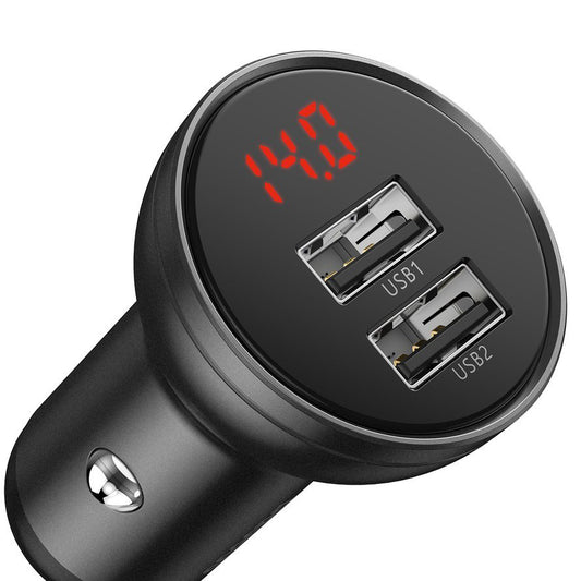 Baseus billader med digitalt display, 24W, 2,4A, 2 x USB-A, grå CCBX-0G