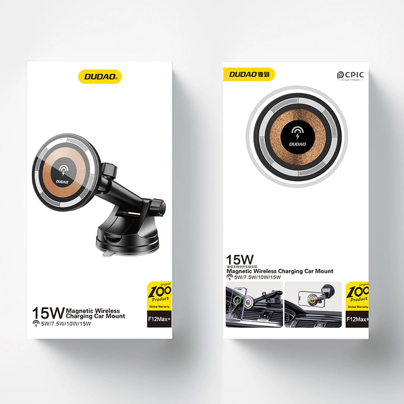 Trådløs biloplader Dudao F12MAX+, 15W, 1,67A, sort