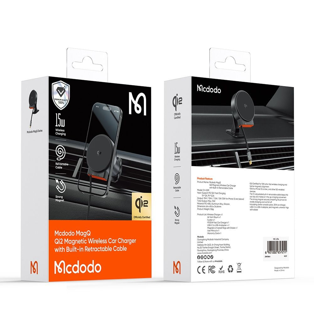 Trådløs Biloplader McDodo CH-0090, 15W, 1.67A, Sort