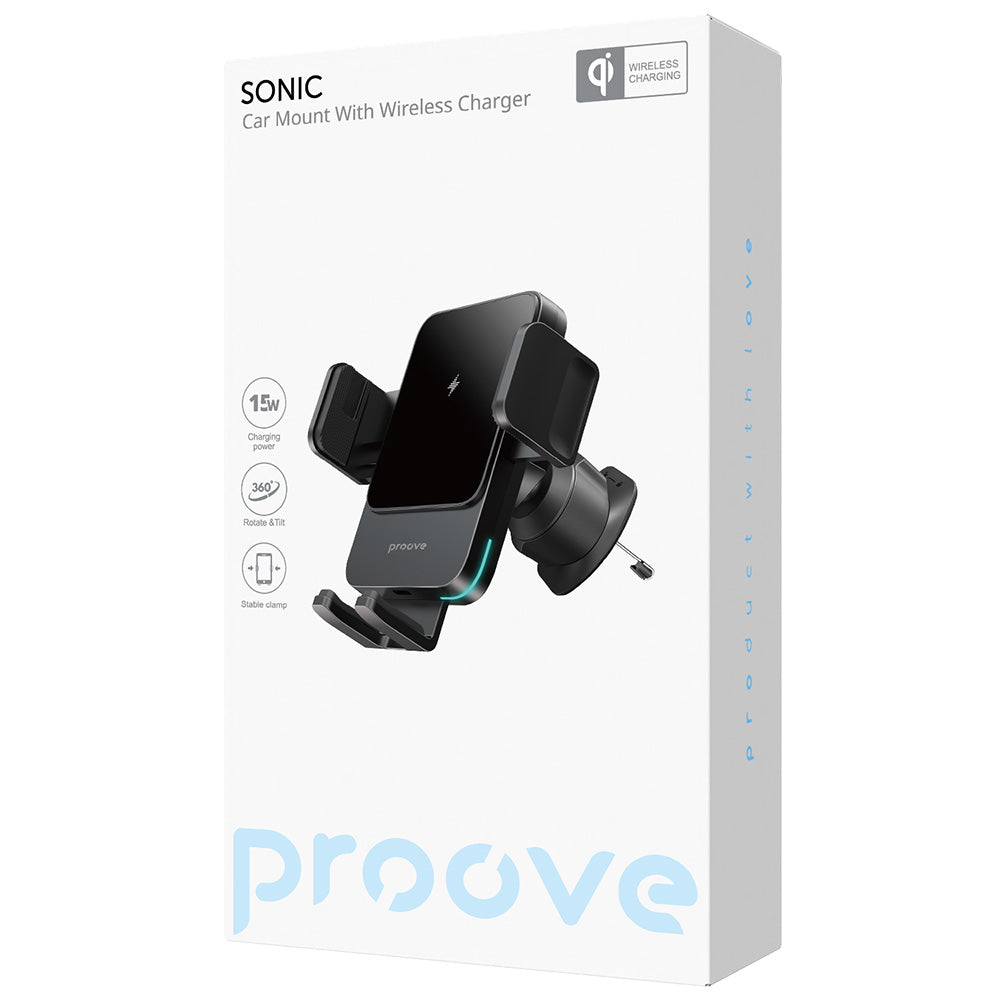 Trådløs Biloplader Proove Sonic, 15W, 1.67A, Grå WHSN15002001