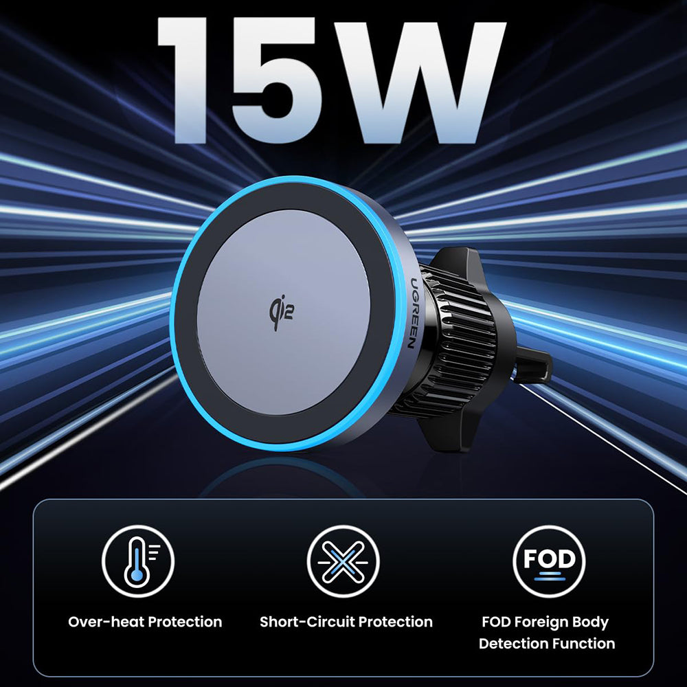 Trådløs Biloplader UGREEN W708, 15W, 1.67A, Sort